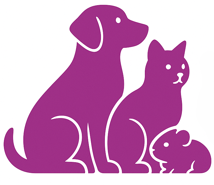 Logo von tiere.team mit Hund, Katze und Meerschweinchen