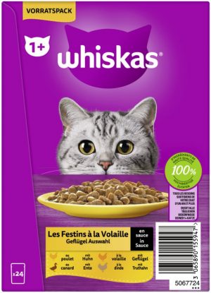 Whiskas 1+ Geflügel Auswahl Sauce 24x85gP