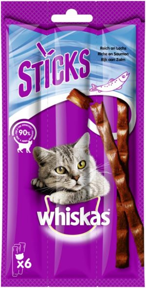 Whiskas Snack Sticks Reich an Lachs 6Stück