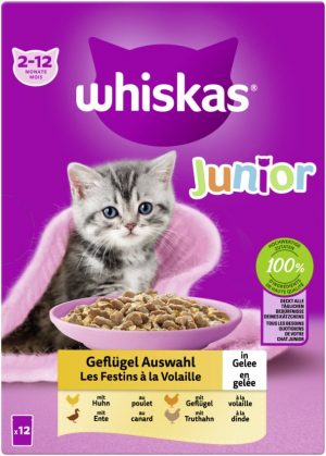 Whiskas Jun. Geflügel  Auswahl Gelee 12x85gP