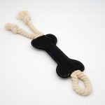 Hundespielzeug Knochen mit Seil schwarz